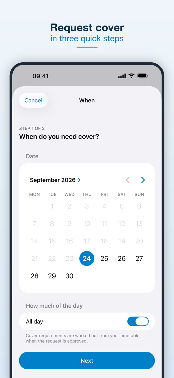 Requesting cover in three quick steps in the Cover Manager iPhone app